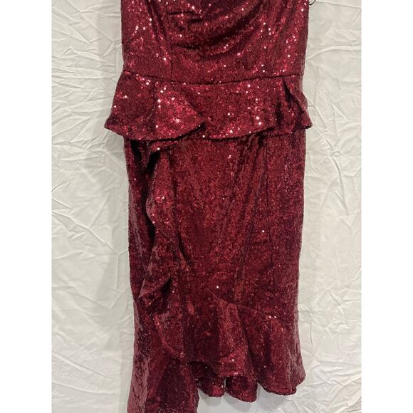 Nikibiki Sequin Tank Cocktail Party Ruffle Dress Women’s Small Ruby Wine - Picture 5 of 10